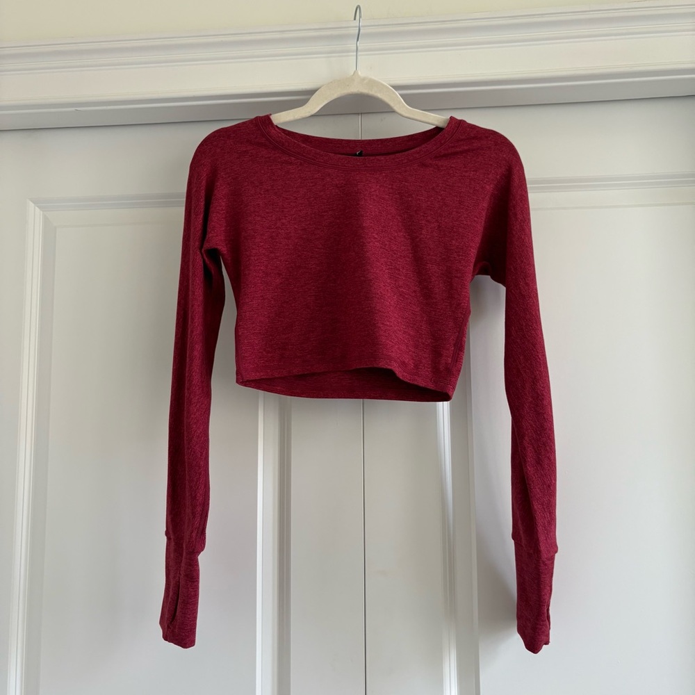 P'tula Burgundy Long-Sleeve Crop Top